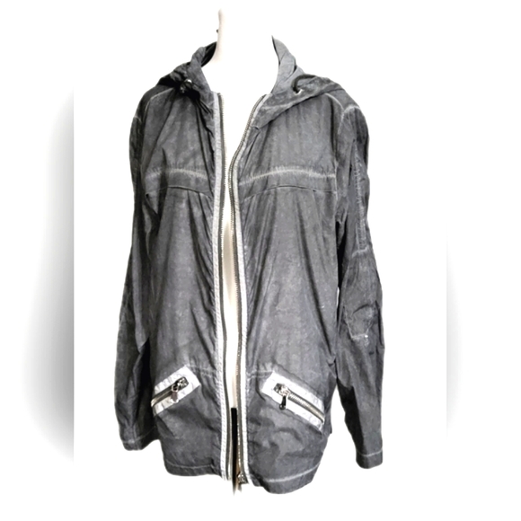 Anorak lightweight gray wash, hooded, zippered jacket with pockets. Sz Med $128 - Picture 7 of 10